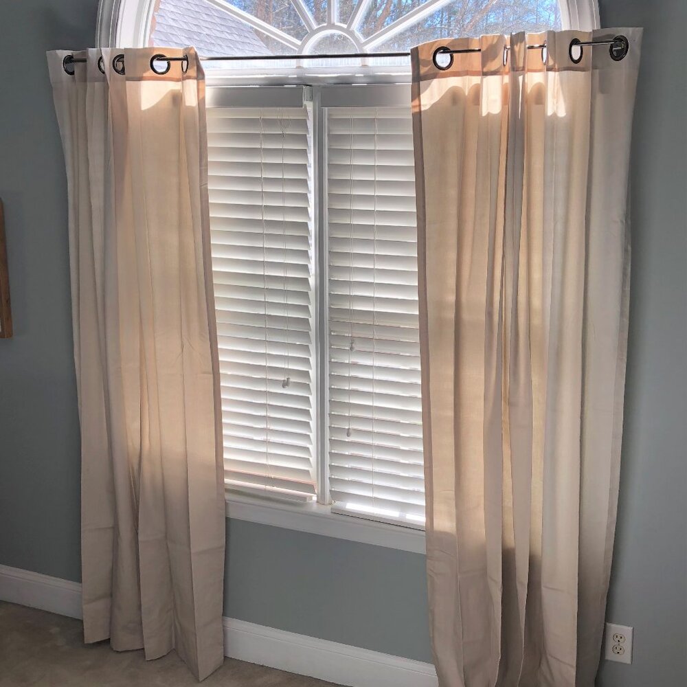 Draperies Curtains Full length panels w/rings 83.5 in h - Mid Century Modern